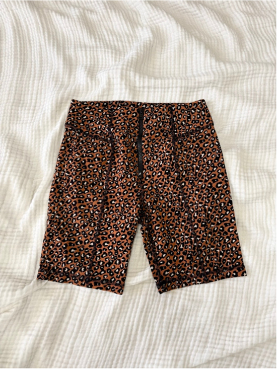 Free People Pants - Women's Free People Brown Black Leopard Print Bike Shorts S Rayon